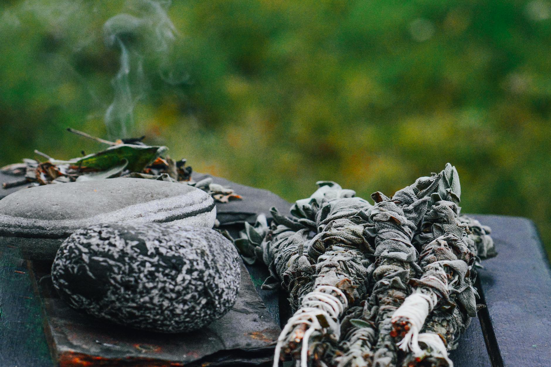 Smoke rising during a clearing, the active pass of a banishing ritual