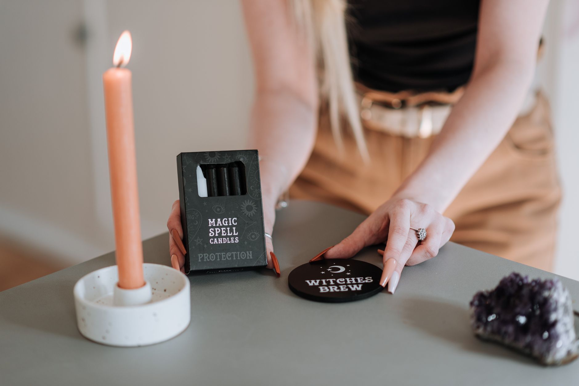 Candle and ritual elements representing timing and spiritual practice